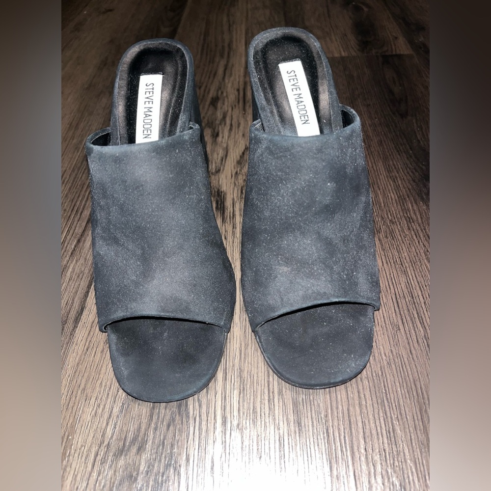 Steve Madden Clarence Black Suede Mules